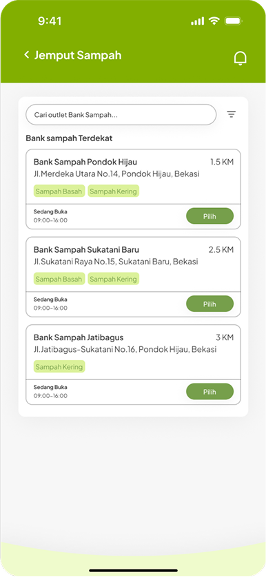 Fitur Layanan Jemput Sampah